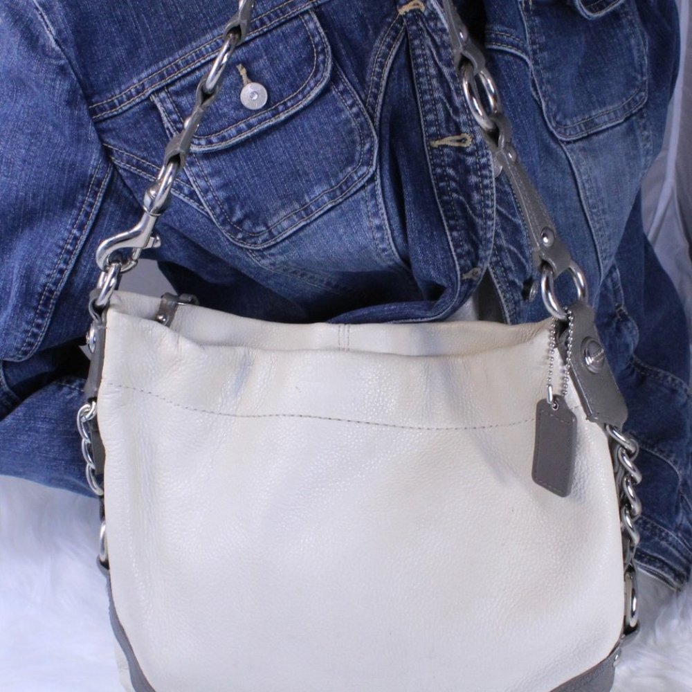 COACH CARLY WHITE &  GRAY HANDBAG